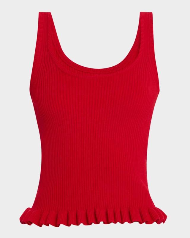 Phoebe Ruffle-Hem Cashmere Knit Tank Top Product Image