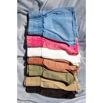 White High-Waist Washed Twill Shorts Female Product Image