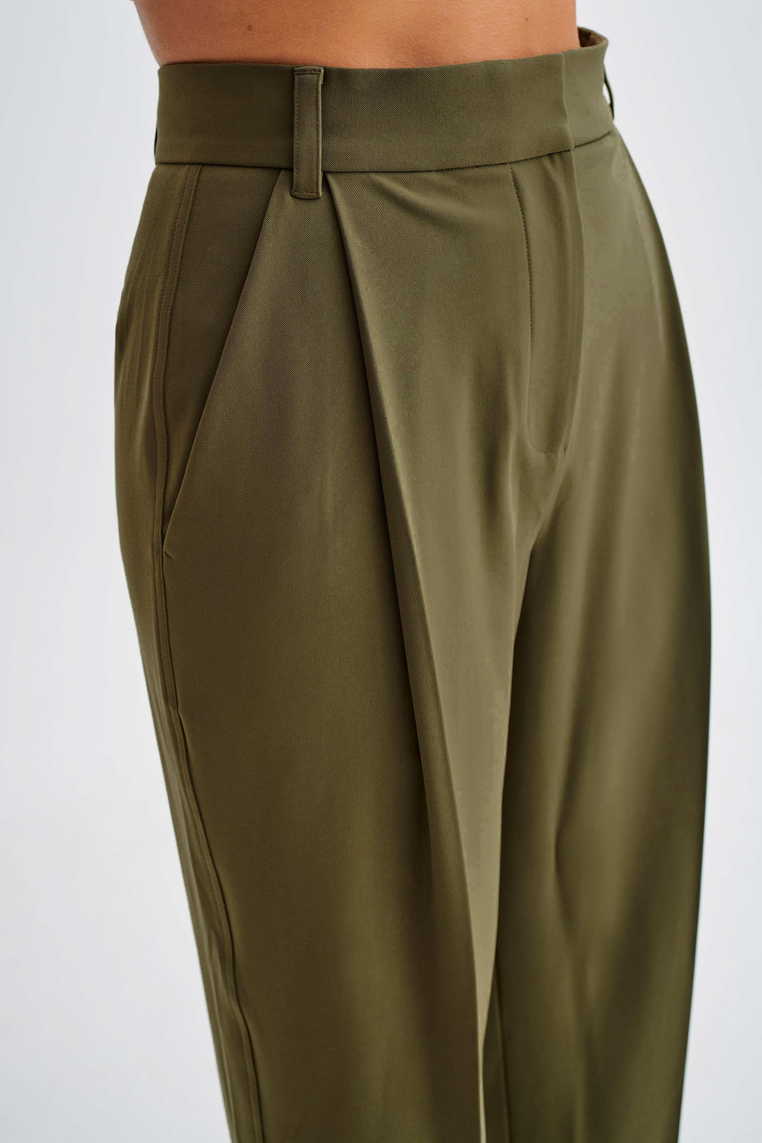 Amelie Suiting Straight Leg Pants - Military Olive Product Image