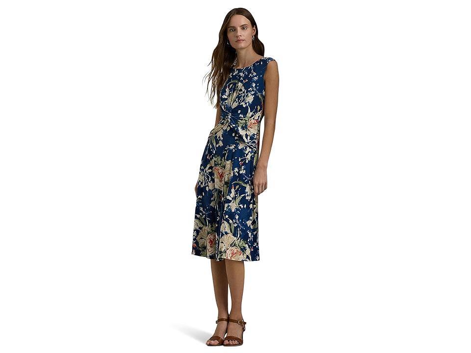 LAUREN Ralph Lauren Floral Twist-Front Stretch Jersey Dress Multi) Women's Dress Product Image