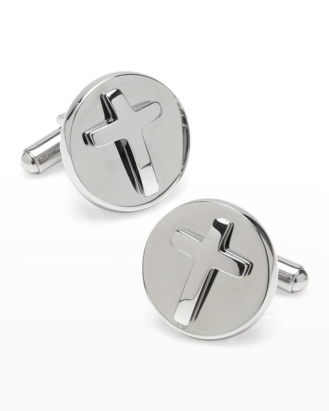 Ox Bull & Trading Co Cross Round Cufflinks - Silver Product Image