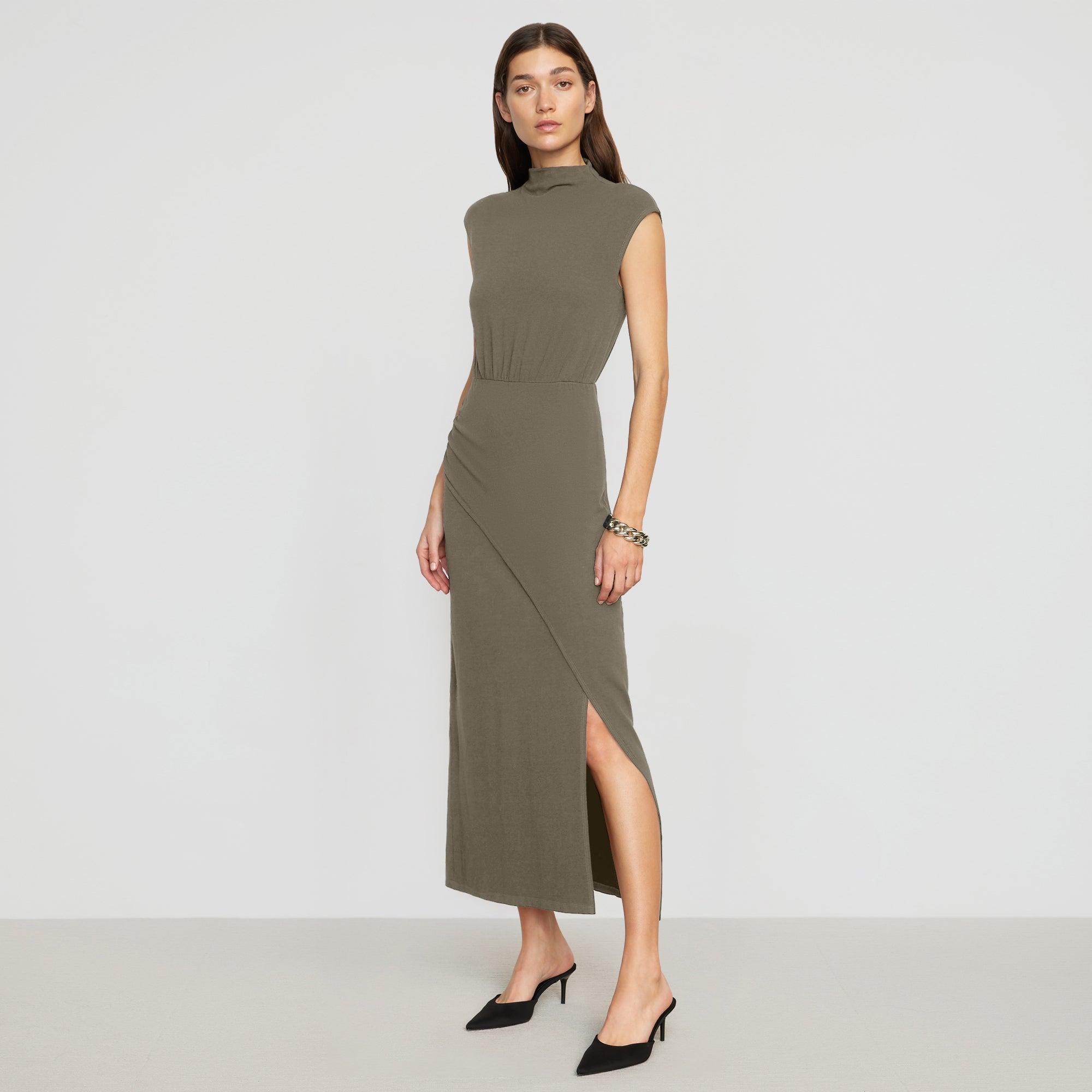 Yimei Mock-Neck Side-Slit Dress Product Image