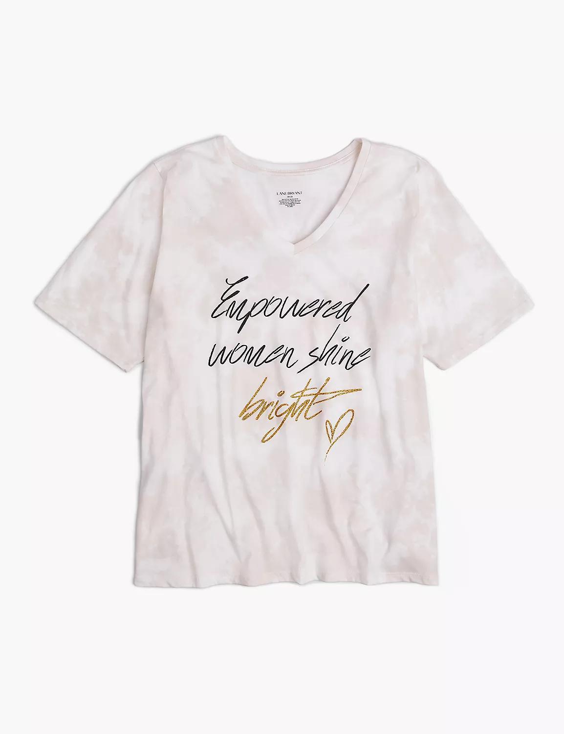 Classic Perfect Sleeve V-Neck Empowered Women Shine Bright Graphic Tee Product Image