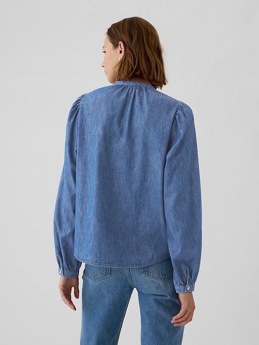 Lace-Trim Denim Shirt Product Image