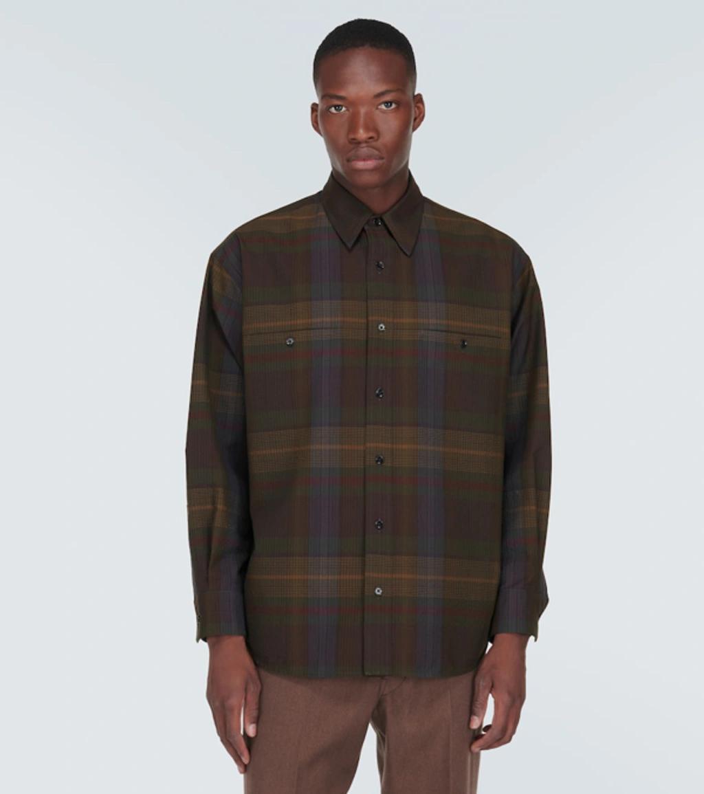 Checked Wool Shirt In Green Product Image