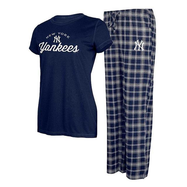 Womens Concepts Sport /Gray New York Yankees Arctic T-Shirt & Flannel Pants Sleep Set Blue Product Image