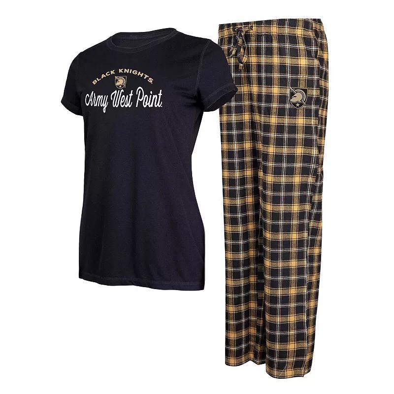 Womens Concepts Sport Black/Gold Army Black Knights Arctic T-Shirt & Flannel Pants Sleep Set Product Image