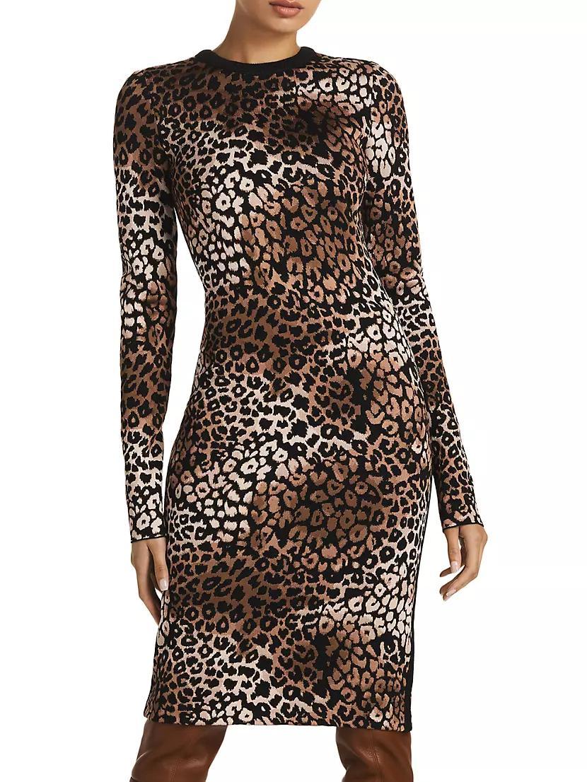 Leopard Knit Body-Con Midi-Dress Product Image