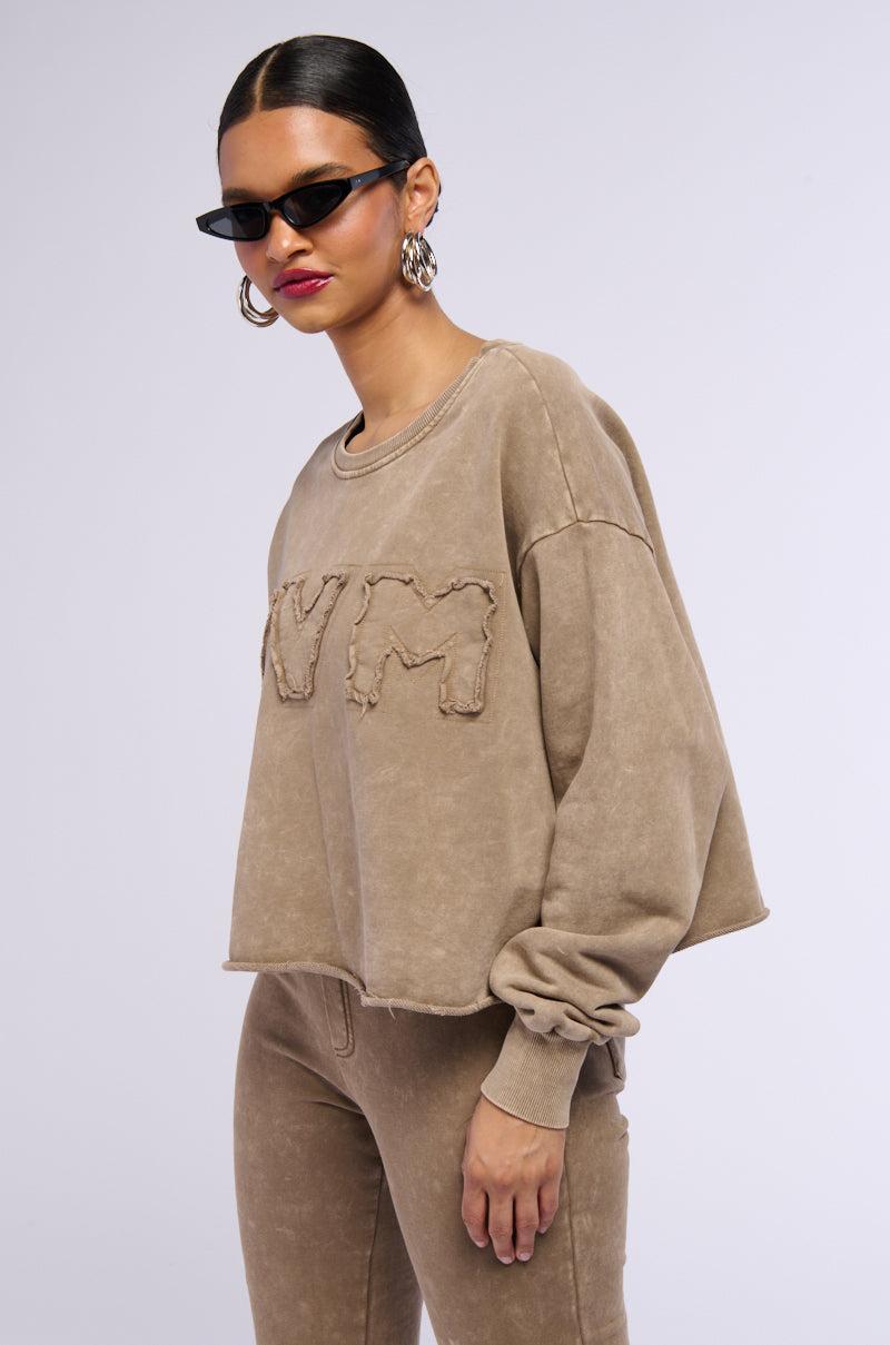 NEVER MIND BABE CROPPED MINERAL WASH SWEATSHIRT Product Image