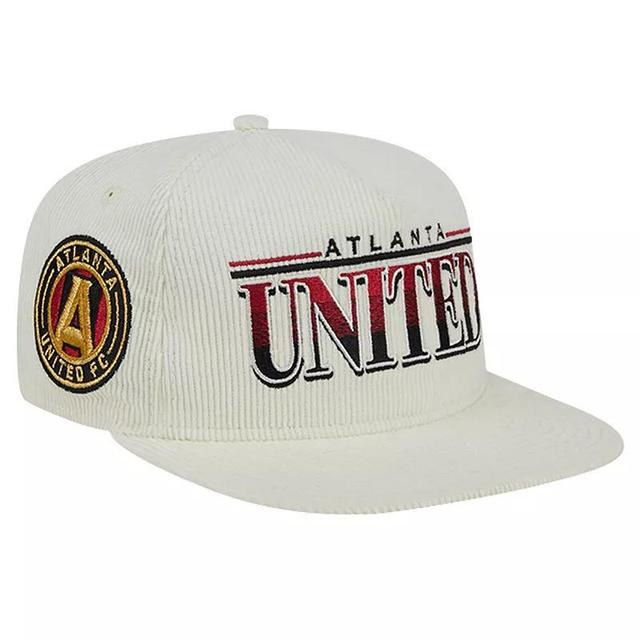 Mens New Era White Atlanta United FC Throwback Corduroy Golfer Adjustable Hat Product Image