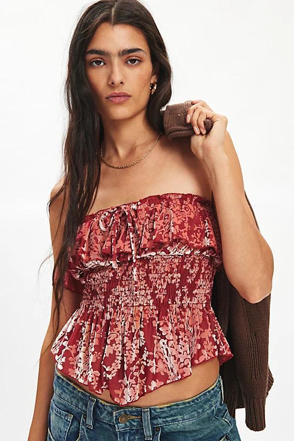 Kimchi Blue Clarabella Burnout Velvet Ruffle Peplum Tube Top Womens at Urban Outfitters Product Image