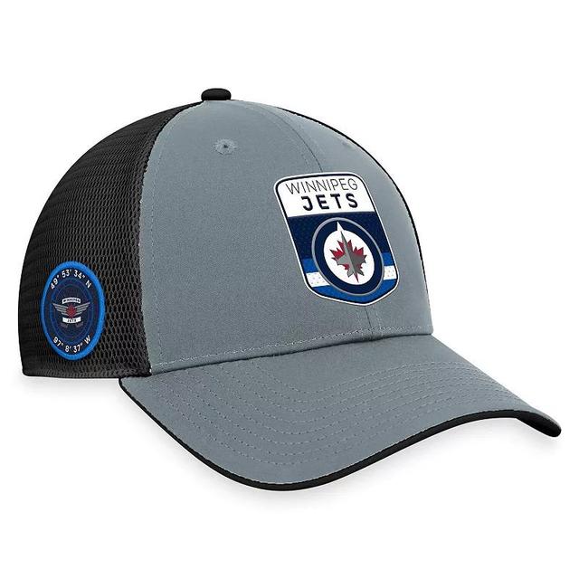 Mens Fanatics Branded Gray/Black Winnipeg Jets Authentic Pro Home Ice Trucker Adjustable Hat Product Image