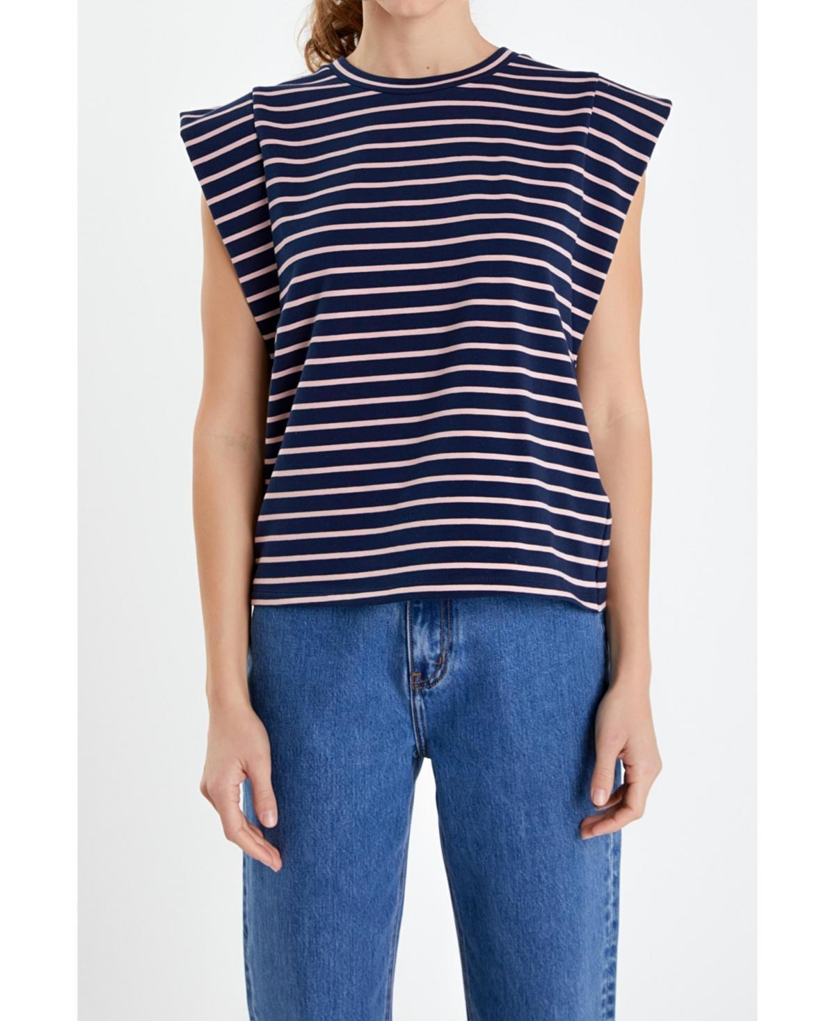 English Factory Stripe Extended Shoulder T-Shirt Product Image