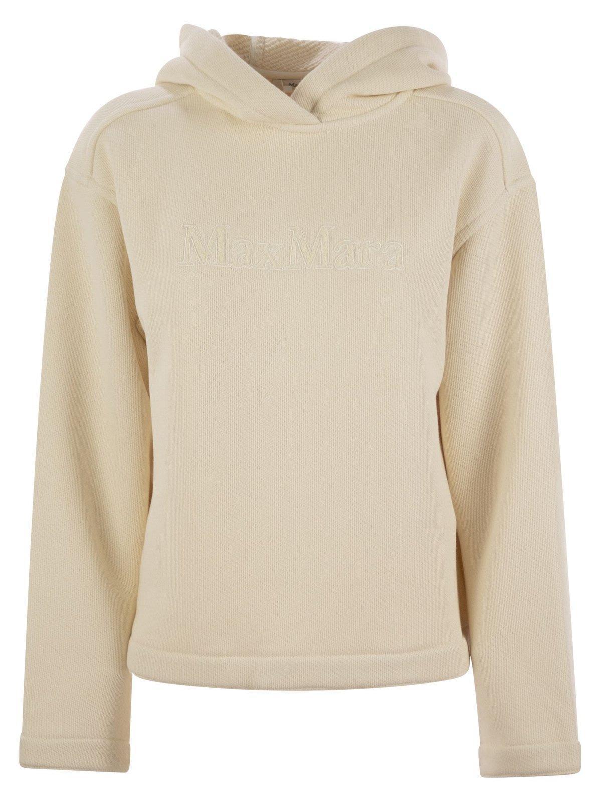 MAX MARA Gary Logo Embroidered Hoodie In White Product Image