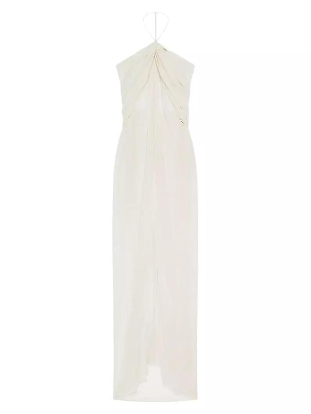 Evening Draped Dress in Silk with Crystals Detail Product Image