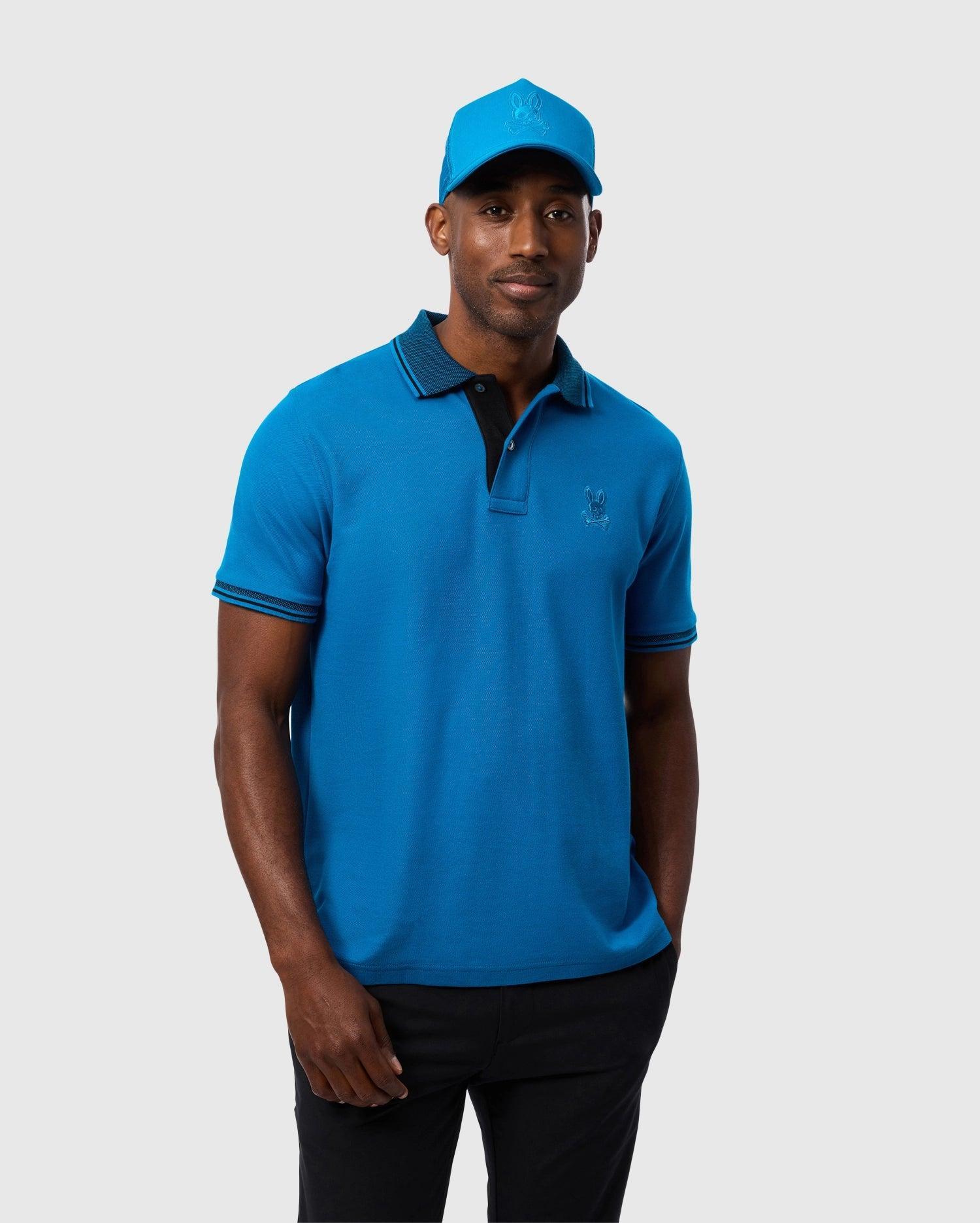 Psycho Bunny Men's Malton Pique Polo Shirt 467 MYKONOS BLUE Product Image