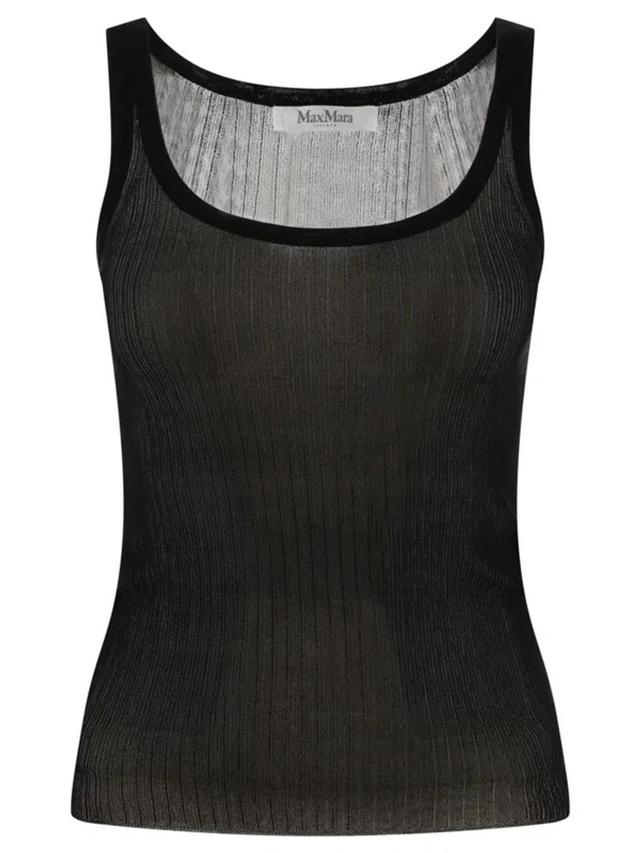 MAX MARA Ribbed Silk Tank Top In Black Product Image