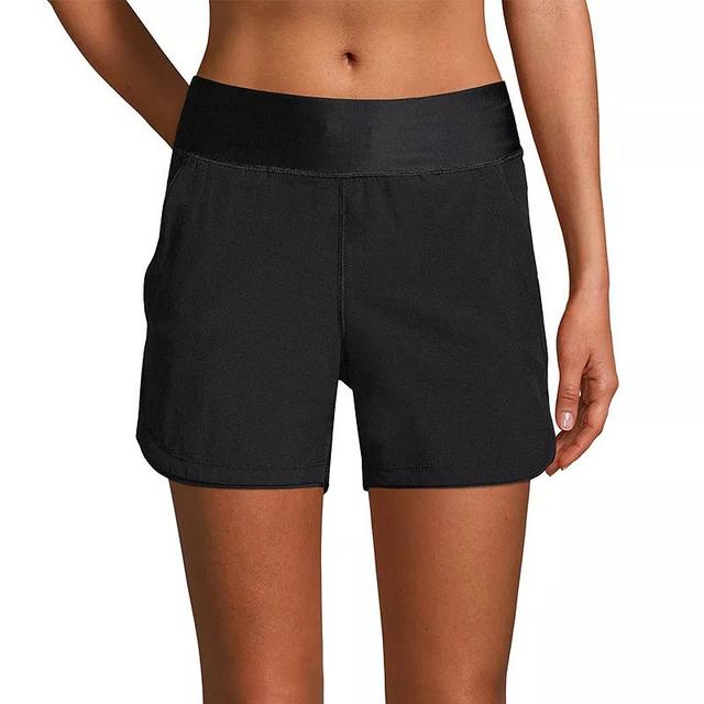 Petite Lands End 5 Quick Dry Elastic Waist Board Shorts Swim Cover-up, Womens Product Image