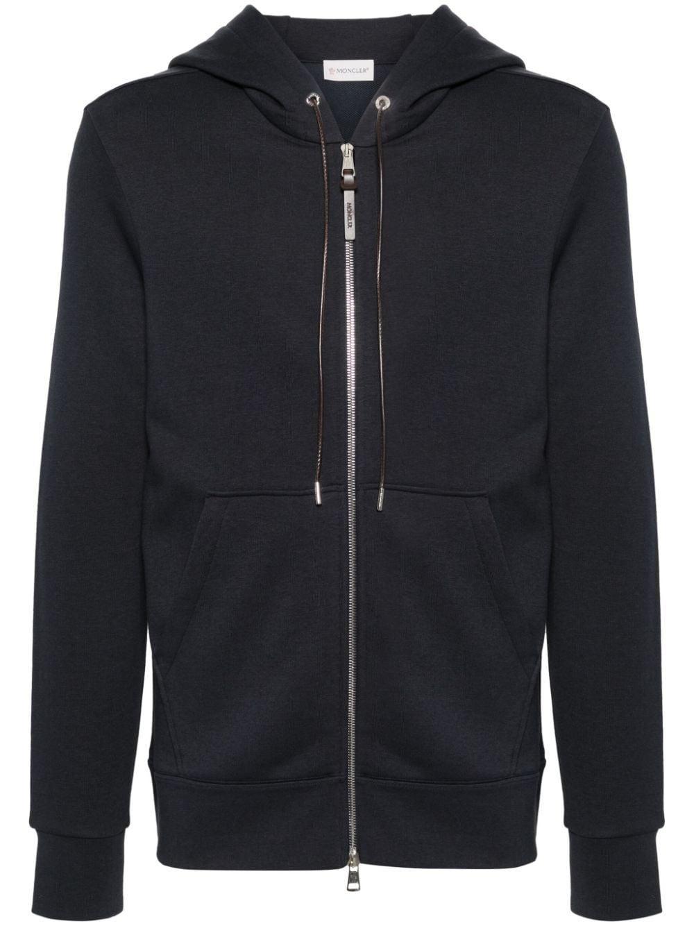 Logo-appliqué Zipped Hoodie In Blue Product Image