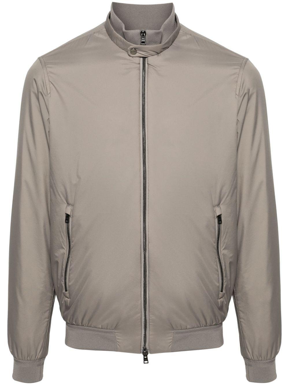 HERNO Ecoage Band-collar Bomber Jacket In Beige Product Image