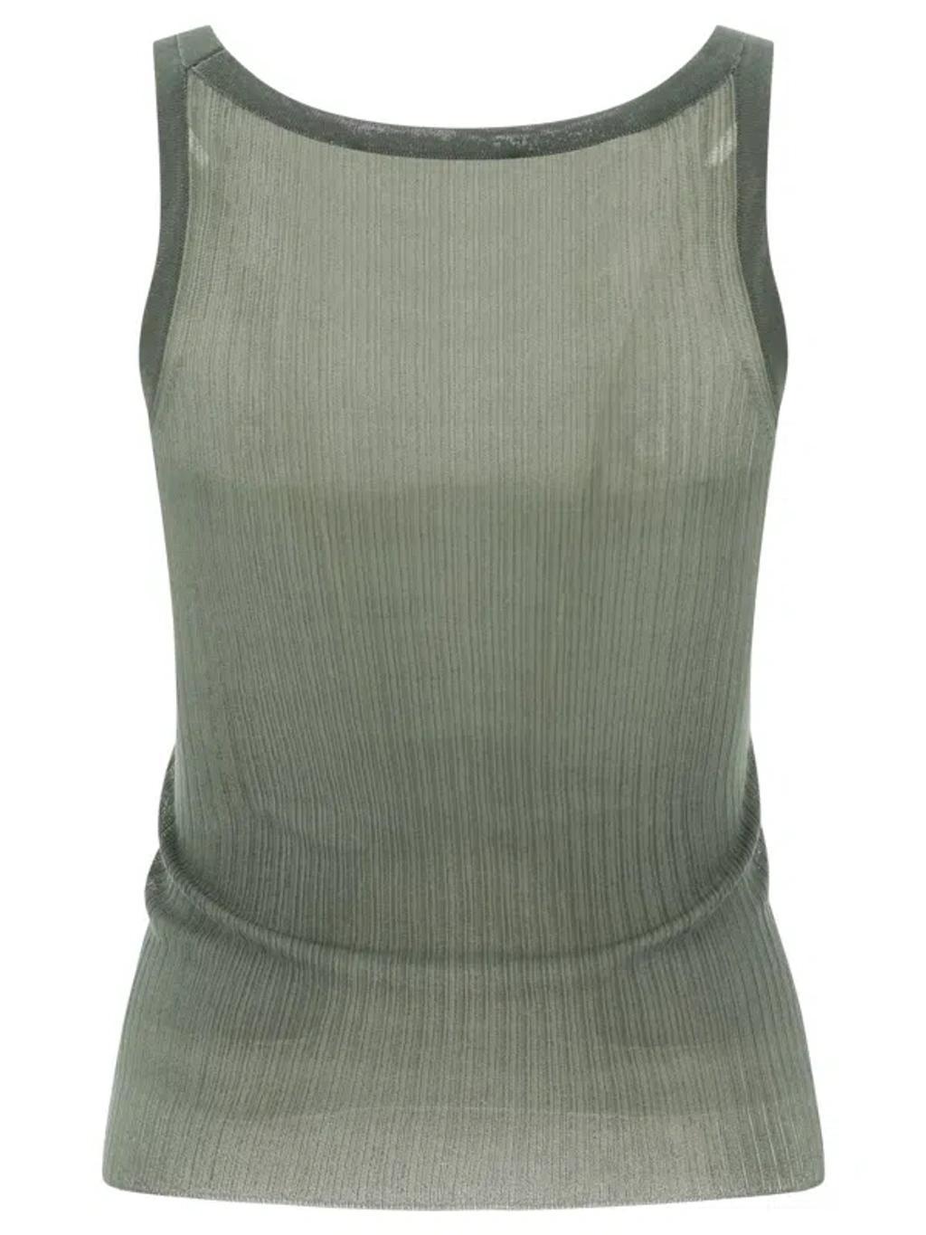 Women's "bastia" Ribbed Silk Tank Top In Green Product Image