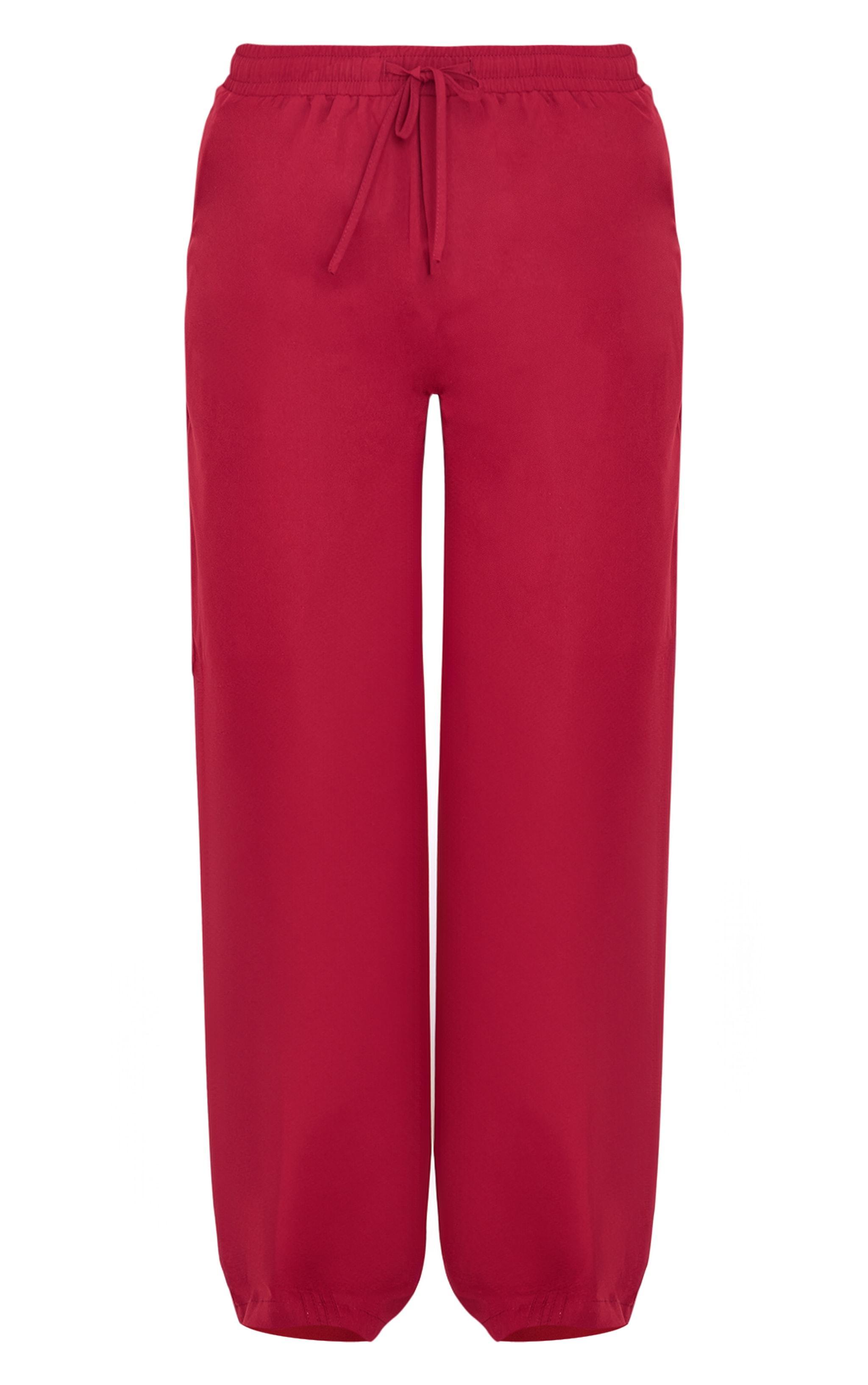 Burgundy Asymmetric Side Stripe Detail Track Pants Product Image