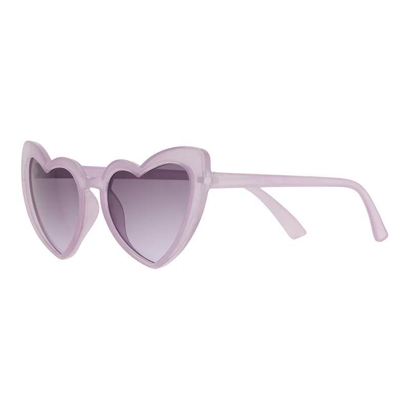 Womens Cali Blue Plastic Heart Sunglasses, Milky Purple Product Image