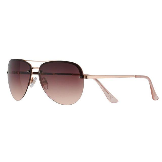 Womens Sonoma Goods For Life 60mm Metal Rimless Aviator Sunglasses, Pink Product Image
