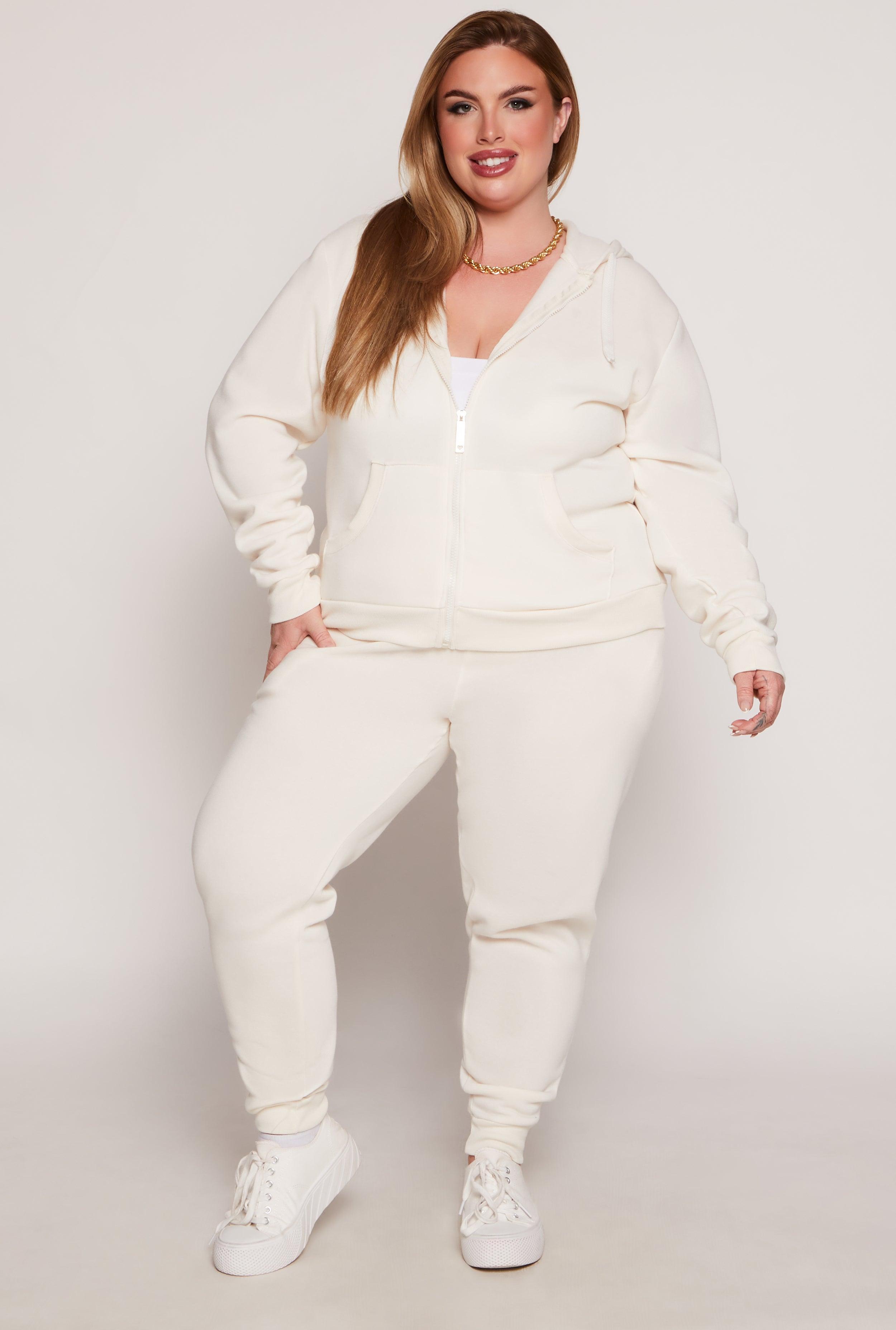 Womens Plus Size Fleece High Waist Joggers Product Image