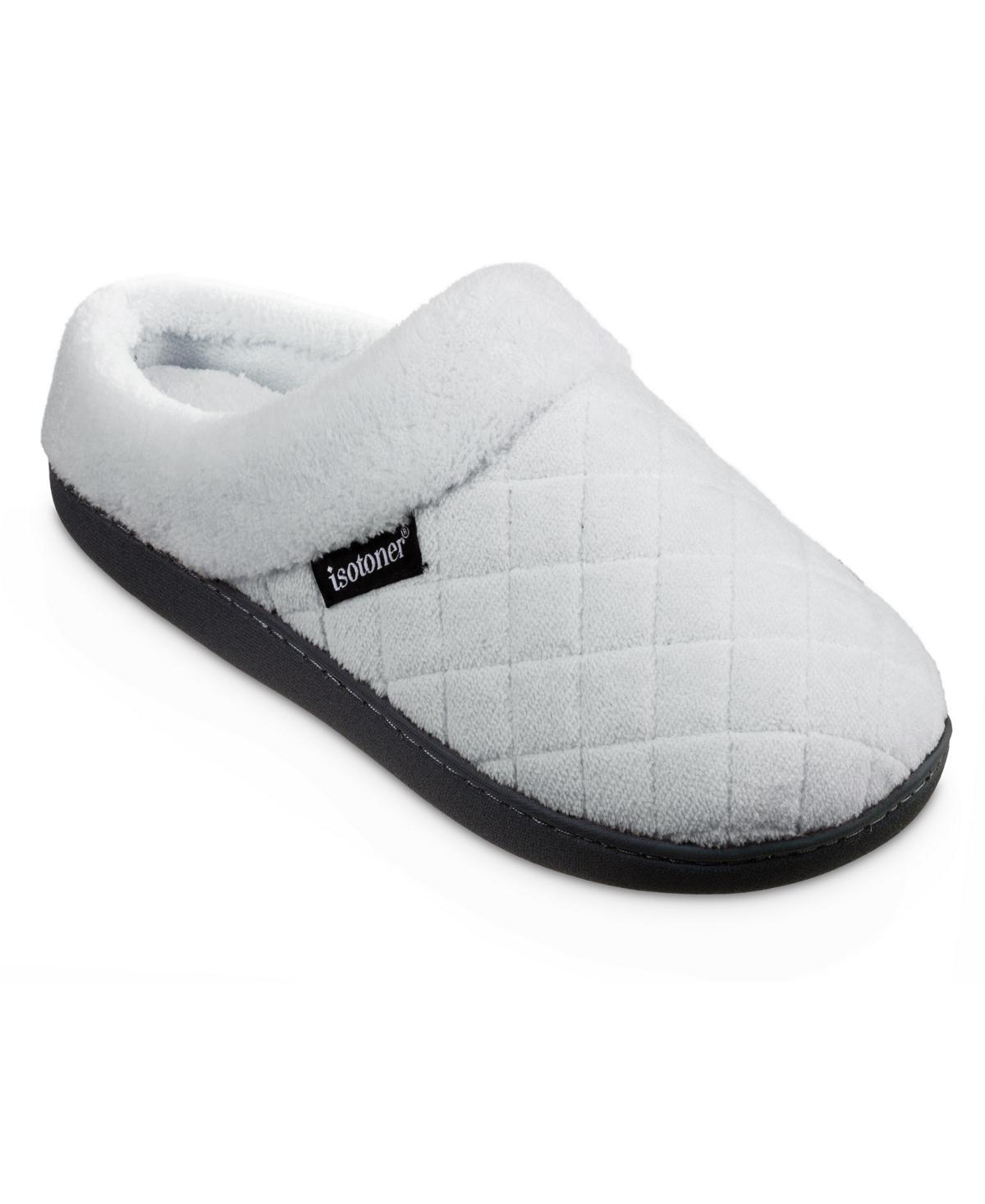 Isotoner Womens Diamond Quilted Microterry Hoodback Slippers - Light Pink XL Product Image