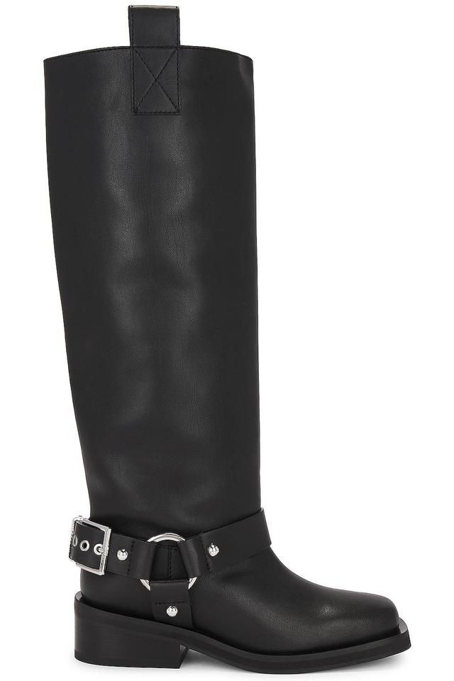 Ganni Biker Tubular Underknee Boot in Black - Black. Size 39 (also in 36). Product Image