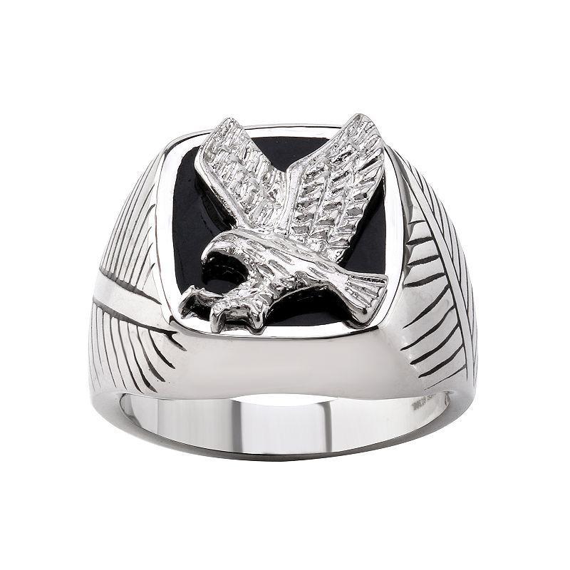 Mens Eagle Stainless Steel Ring Silver Tone Product Image