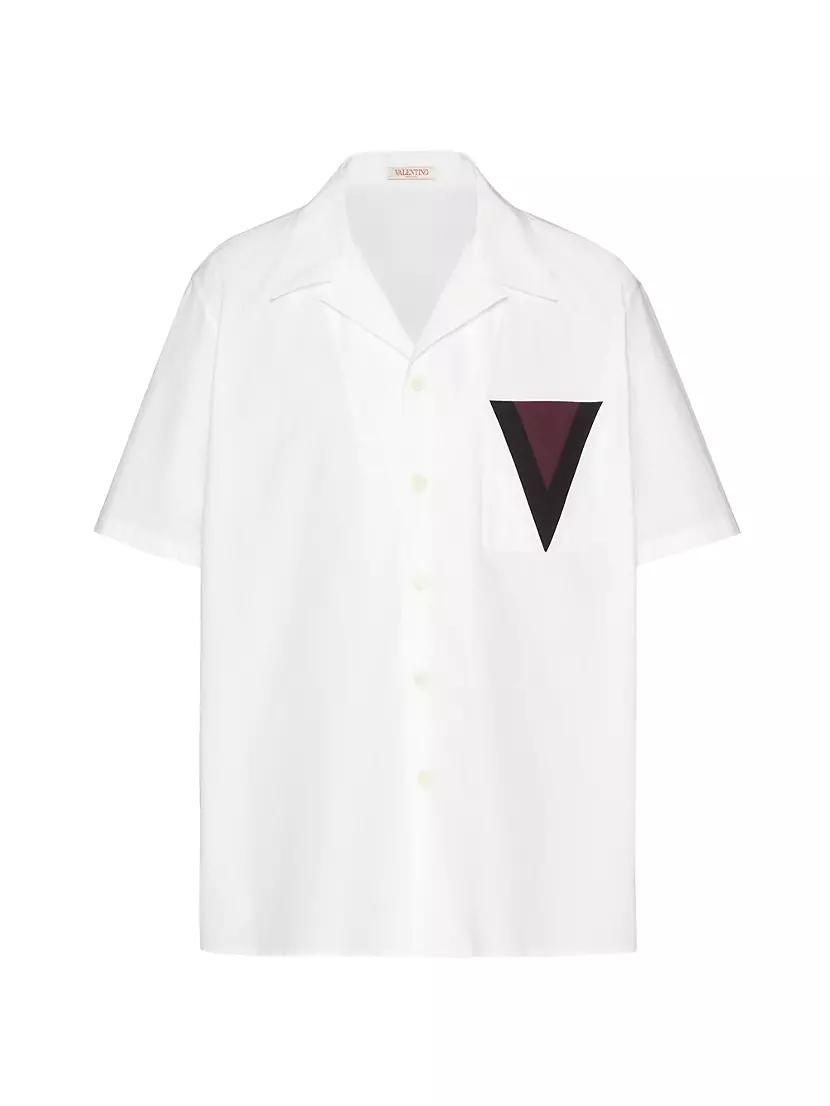 Cotton Bowling Shirt With Inlaid V Detail Product Image