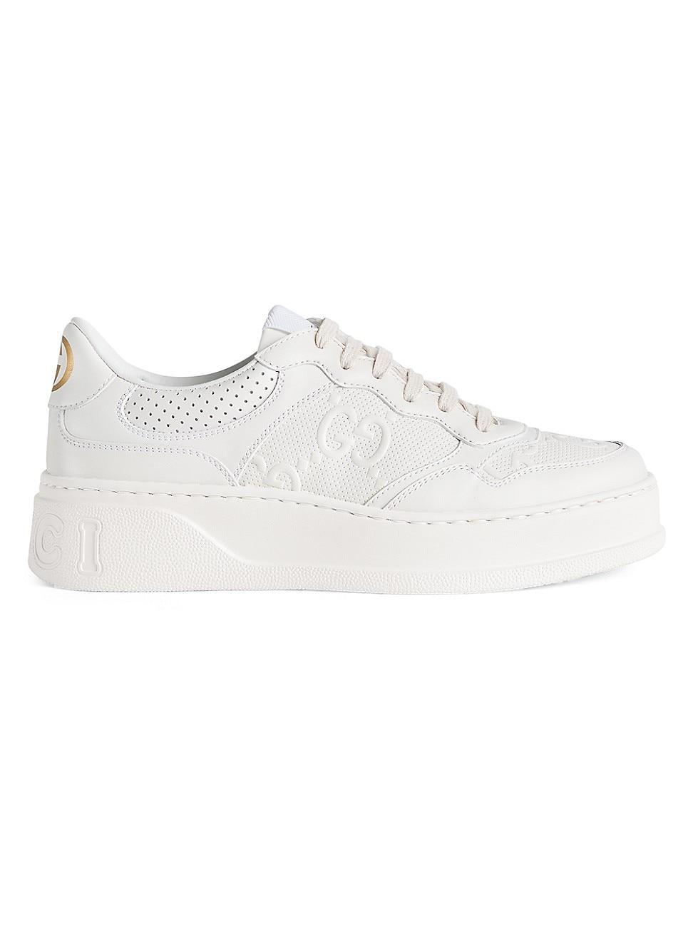 Womens GG Embossed Leather Sneakers Product Image