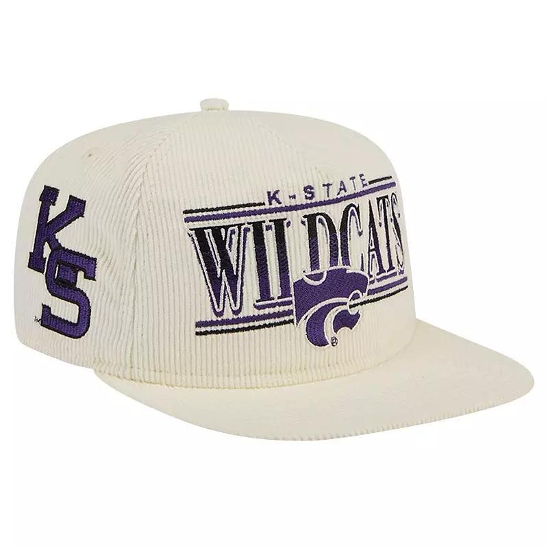 New Era Mens White Kansas State Wildcats Throwback Golfer Corduroy Snapback Hat Product Image