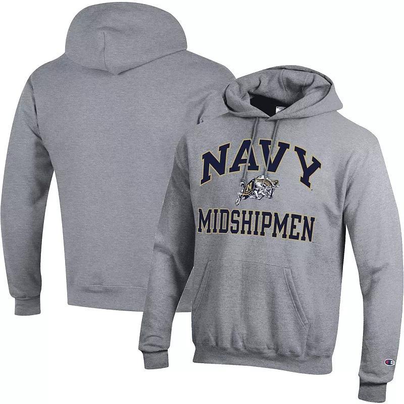 Mens Champion Heather Gray Navy Midshipmen High Motor Pullover Hoodie Product Image