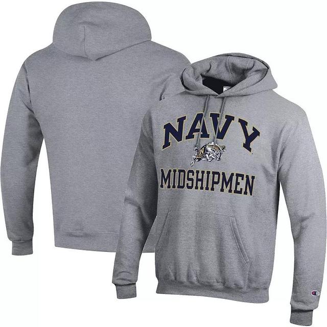 Mens Champion Heather Gray Navy Midshipmen High Motor Pullover Hoodie Product Image