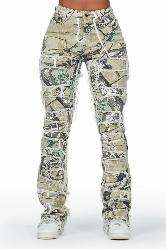 Zariyah Tree Camo Stacked Flare Jean Female Product Image