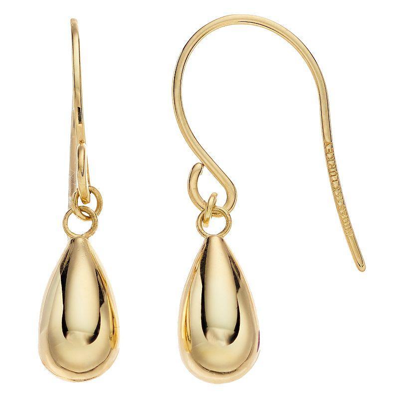 14k Gold Teardrop Earrings, Womens, Yellow Product Image