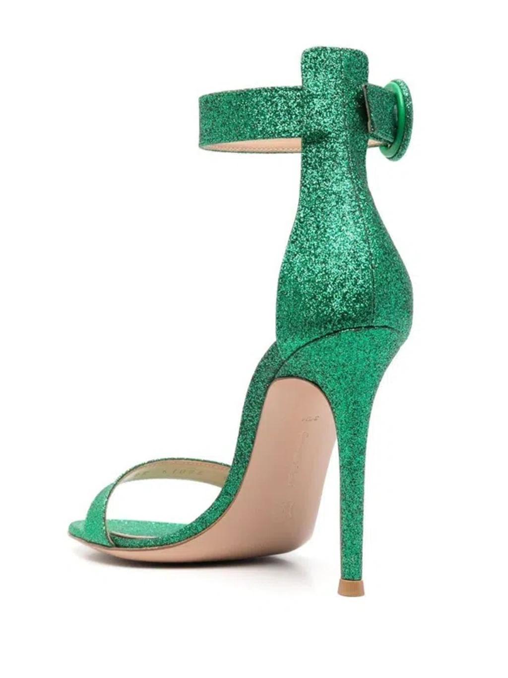 GIANVITO ROSSI Woman Sandals Green Size 8 Leather Product Image