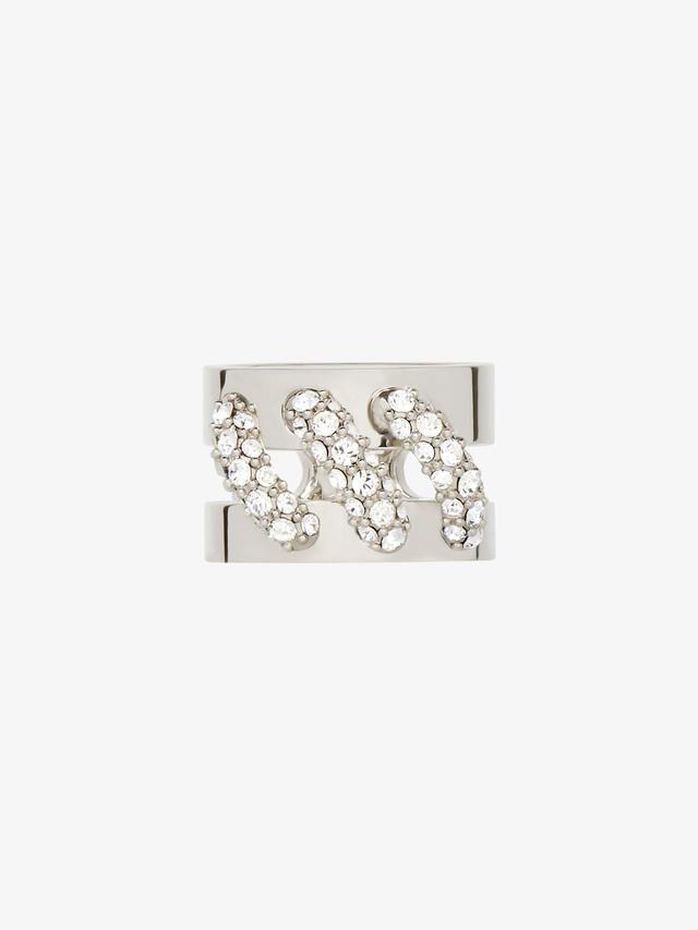 Stitch ring in metal with crystals Product Image