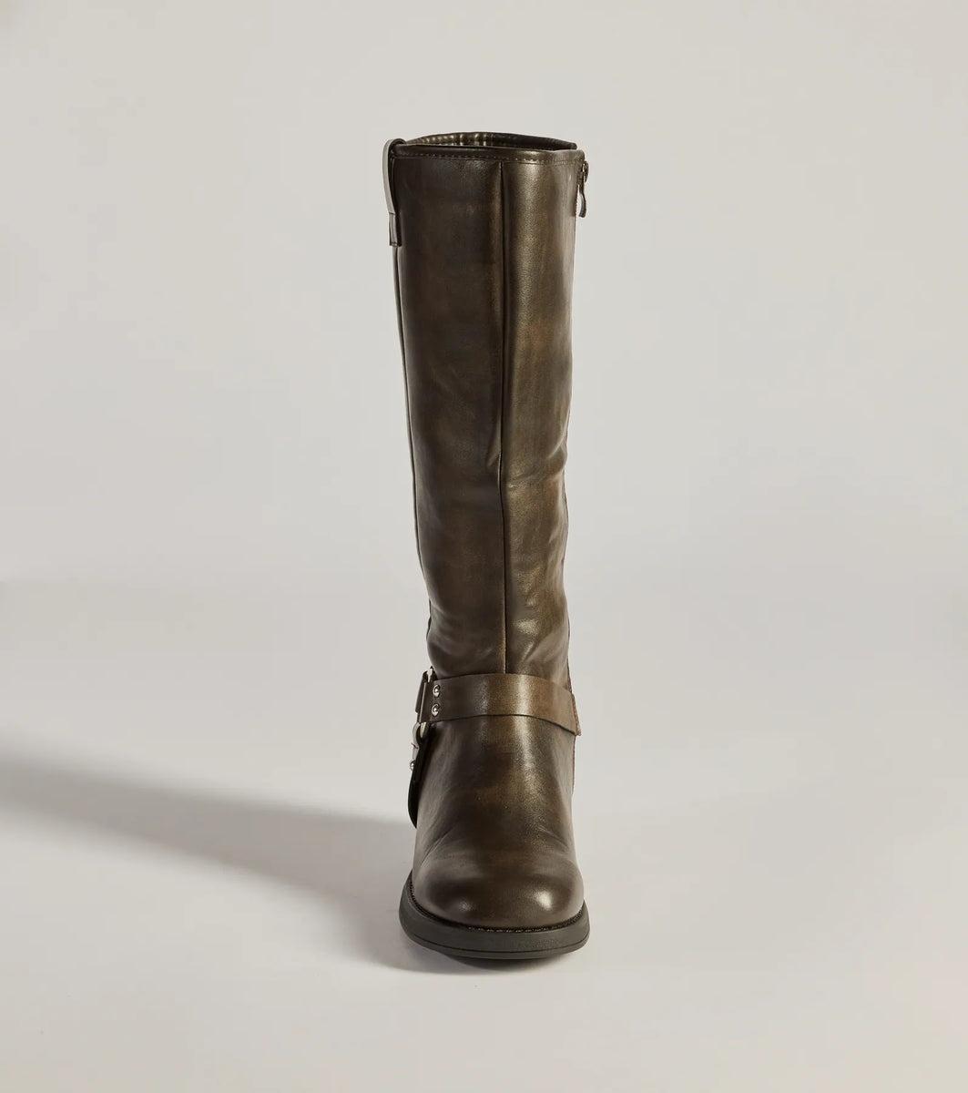 Edgy Look Under-The-Knee Moto Boots product image