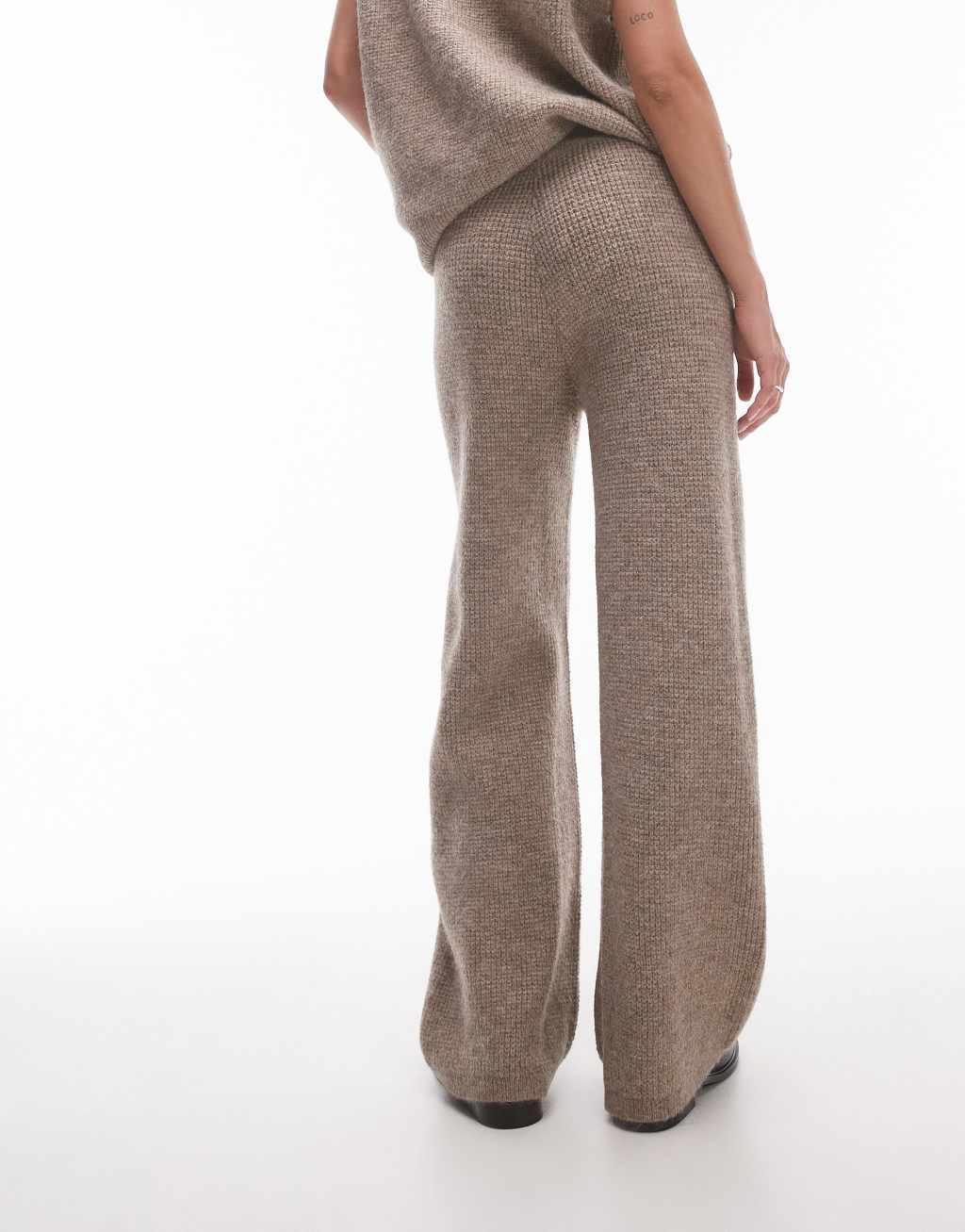 Topshop knitted square knit pants in oat - part of a set Product Image