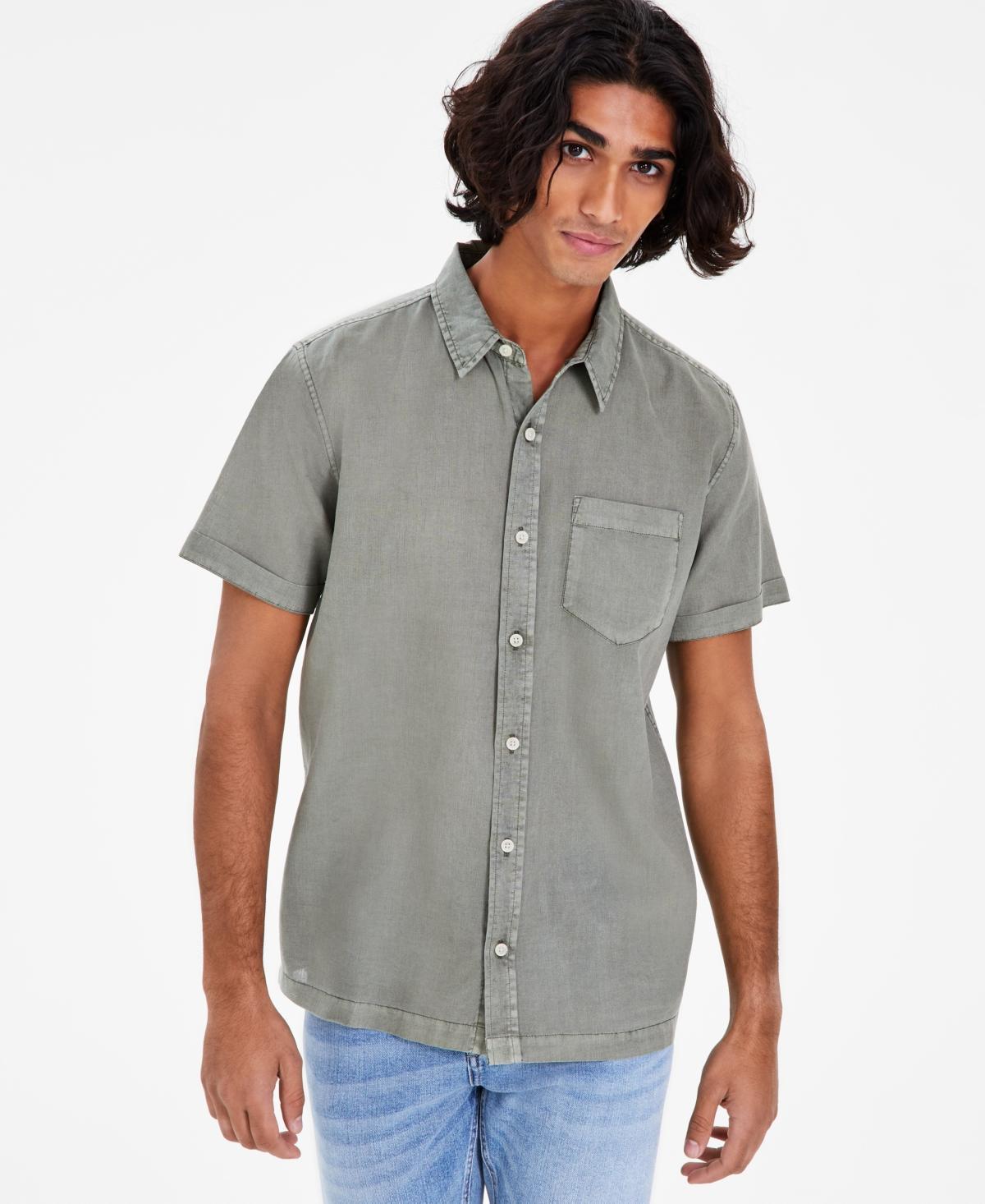 Sun + Stone Mens Blake Linen Chambray Short Sleeve Button-Front Shirt, Created for Macys Product Image