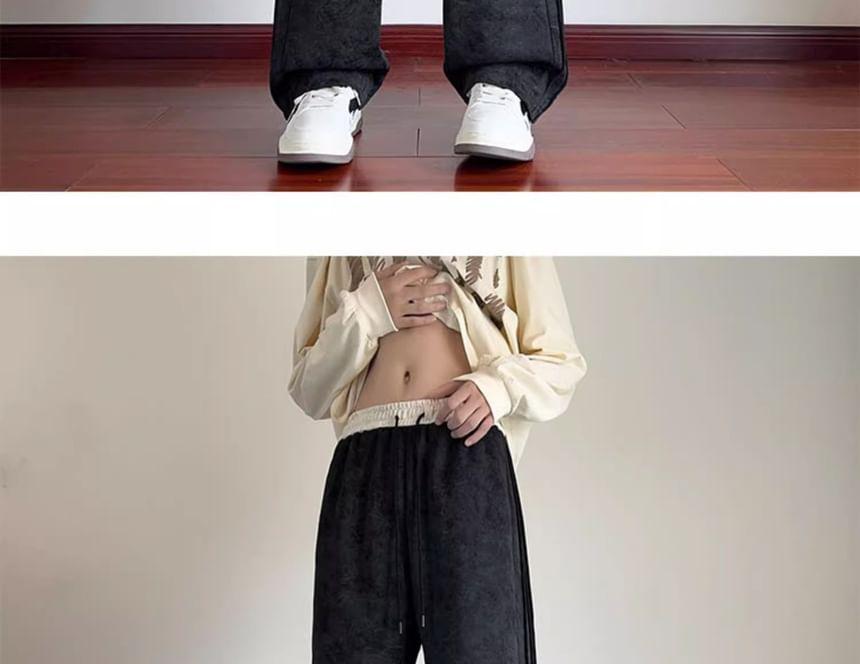 Drawstring Waist Two Tone Loose Fit Pants Product Image