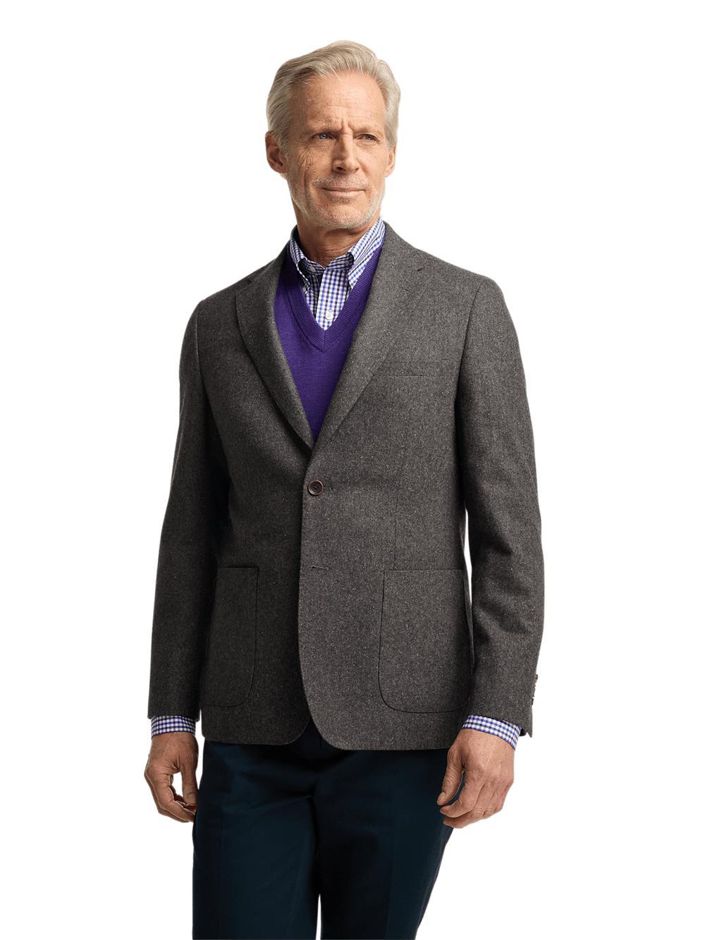 Wool Blend Donegal Single Breasted Notch Lapel Sport Coat - Charcoal Product Image