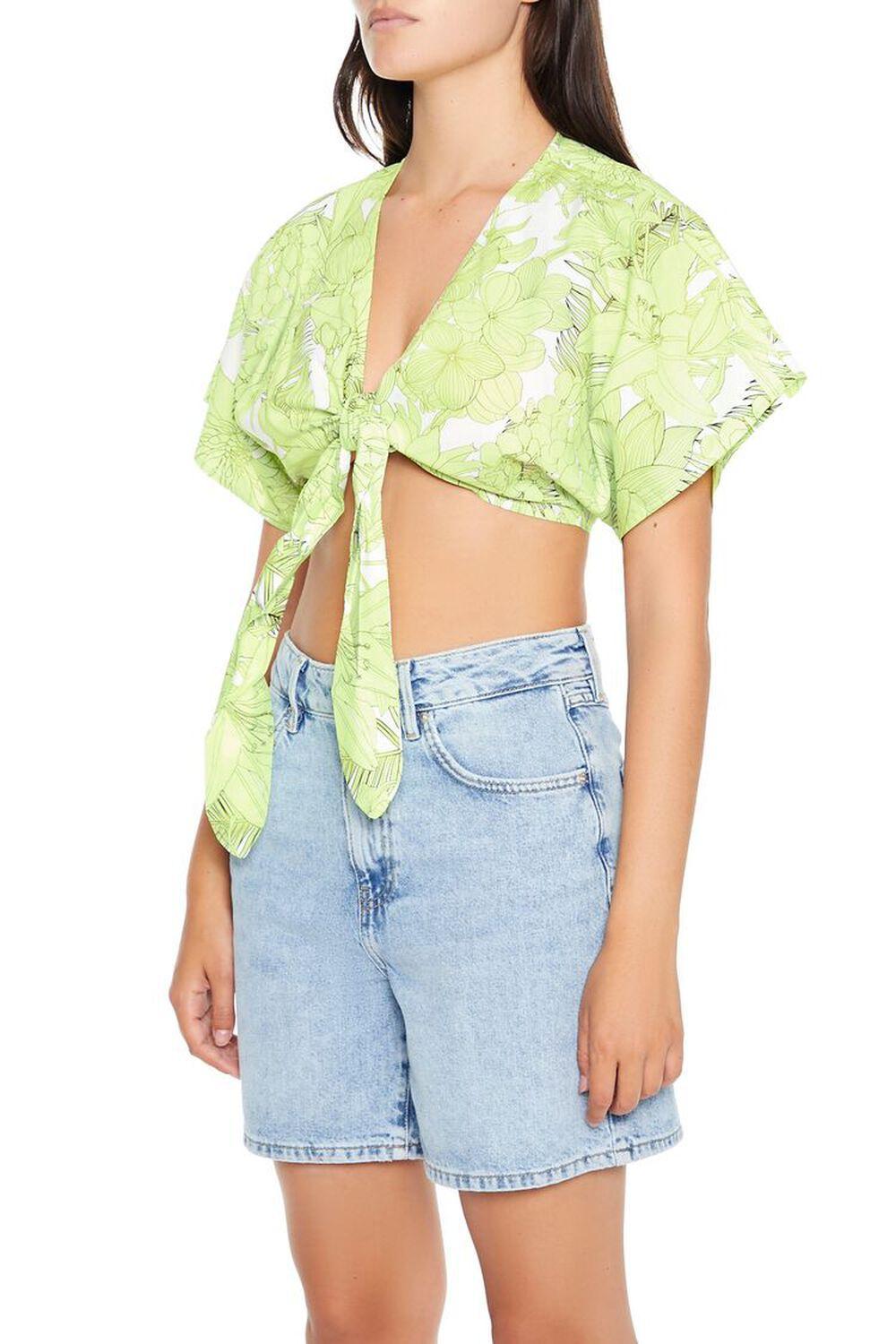 Floral Print Tie-Front Crop Top | Forever 21 Product Image