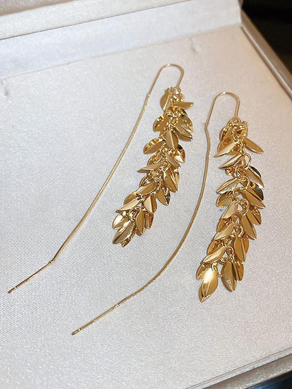 Leaves Shape Tasseled Drop Earrings Product Image