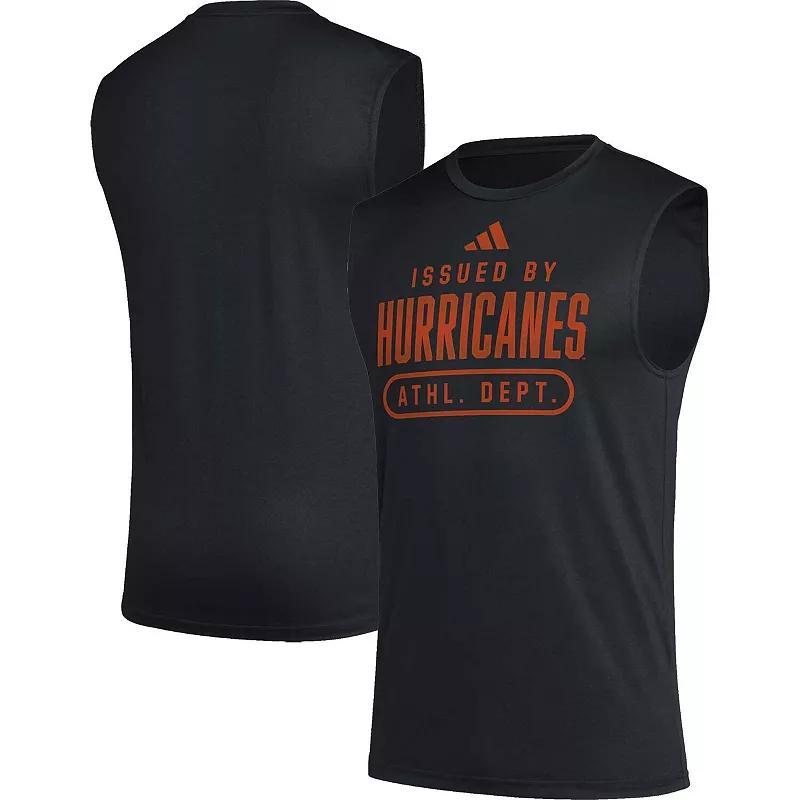 Mens adidas Miami Hurricanes Sideline AEROREADY Pregame Tank Top Product Image