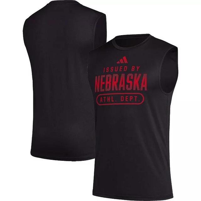 Mens adidas Black Nebraska Huskers Sideline Aeroready Pregame Tank Top Product Image